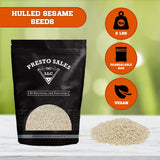 Sesame Seeds, Hulled, Blanched, Delectable, Yummy, Rich, Flavorful, Delicious, Nutty Flavor, Super Baking Useful, High Nutrition, Packed in a 2 lbs
