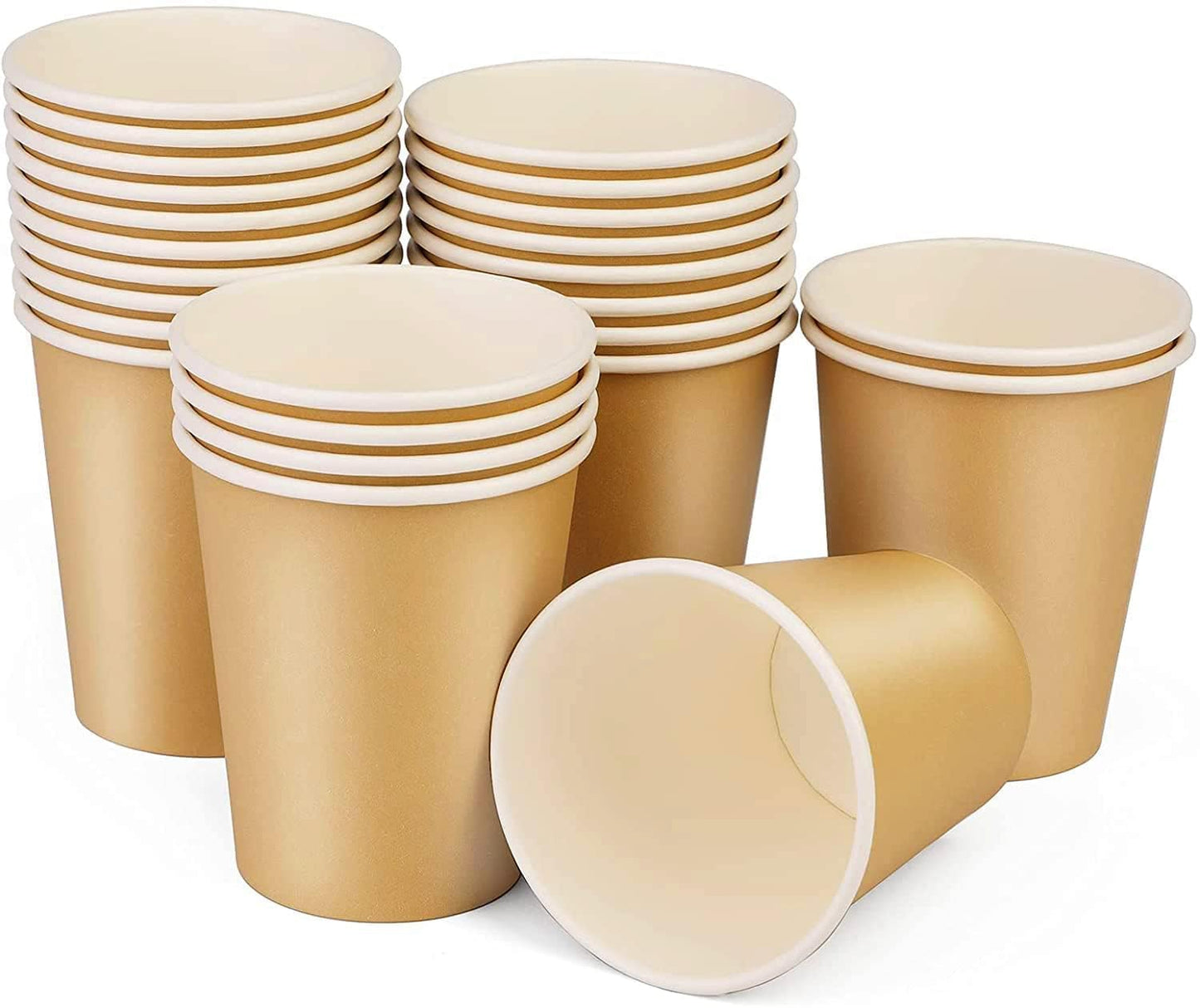 BALDCC 25 Pack 8 oz Disposable Paper Cups, Disposable Coffee Cups, Hot/Cold Beverage Drinking Cup for Offices, Home Kitchens, Coffee Shops?Khaki?