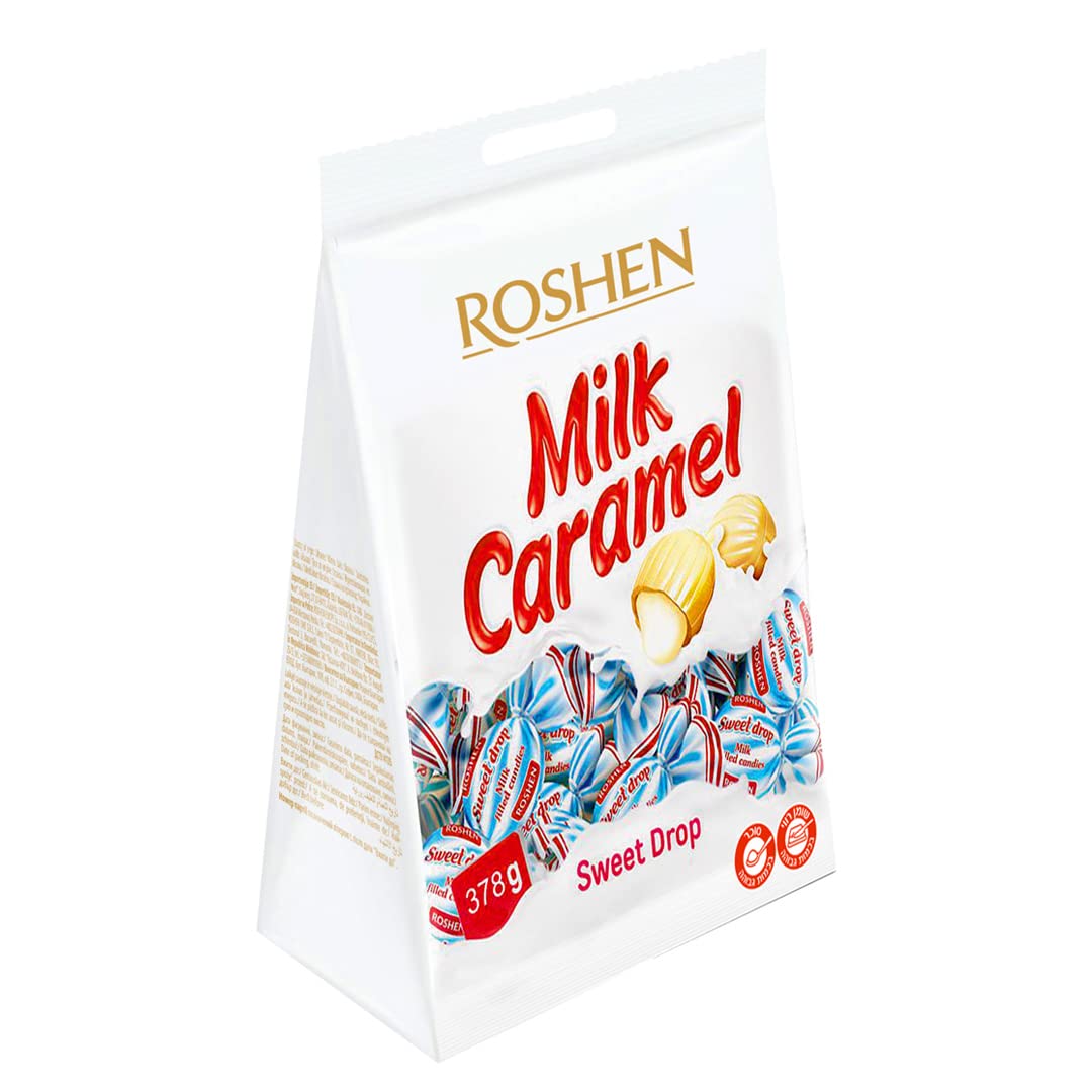 Roshen Caramel Candy Sweet Drop with Milky Filling, Delicious, Flavorful Sweets 378gr/13.33oz Pack of 1