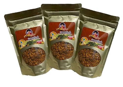 MADE IN THAILAND - THAI FOOD RECOMMEND - 3 PACK OF STIR FRIED MINCED Catfish WITH HOT YELLOW CURRY WITH VERY CRISPY TEXTURE - Pla Dook Fu Kua Kling