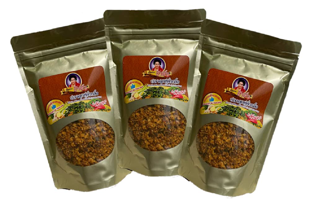 MADE IN THAILAND - THAI FOOD RECOMMEND - 3 PACK OF STIR FRIED MINCED Catfish WITH HOT YELLOW CURRY WITH VERY CRISPY TEXTURE - Pla Dook Fu Kua Kling