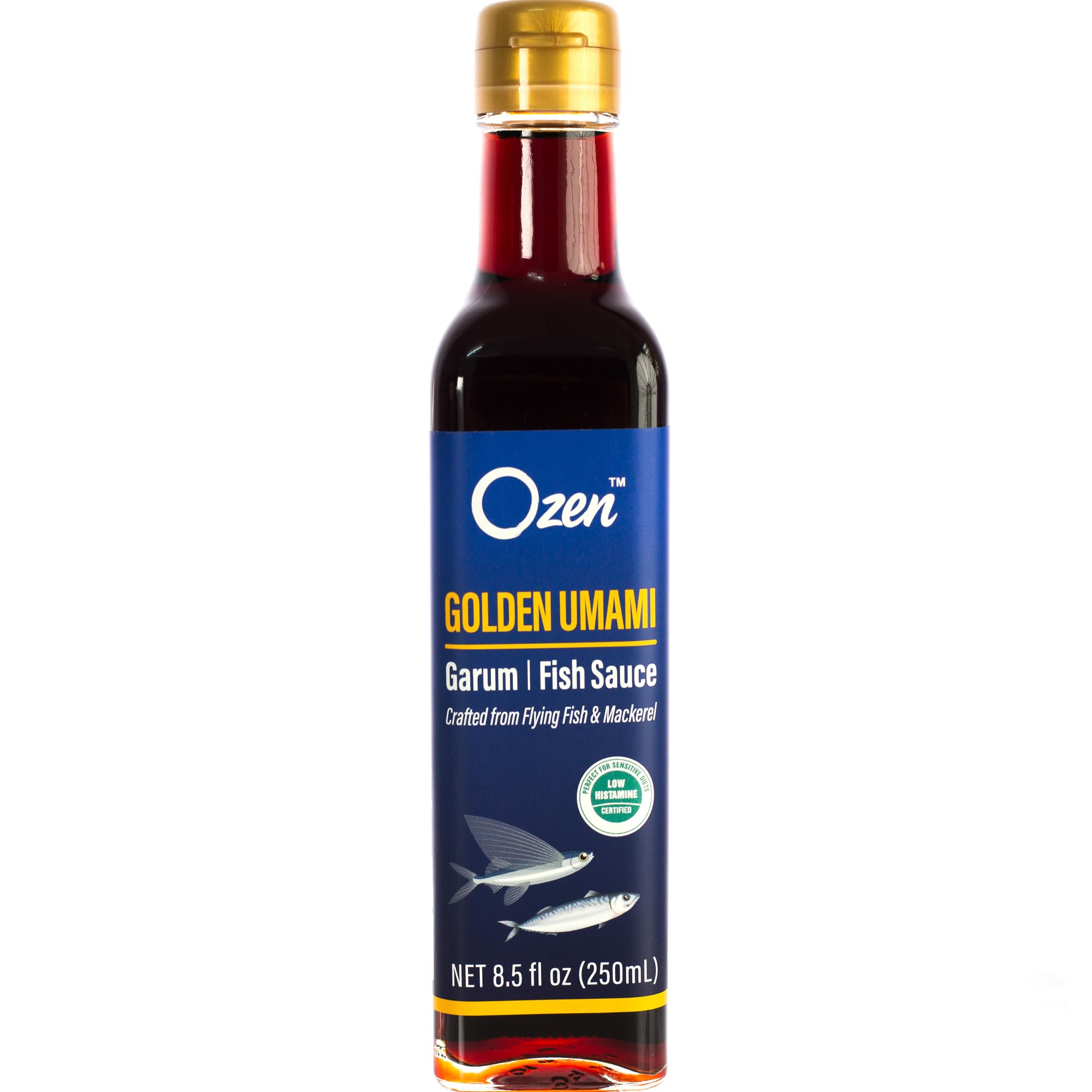 OZEN Golden Umami Garum Fish Sauce, Premium Artisanal Fermented Sauce Made from Flying Fish & Mackerel, Low Histamine Certified, Gourmet Umami