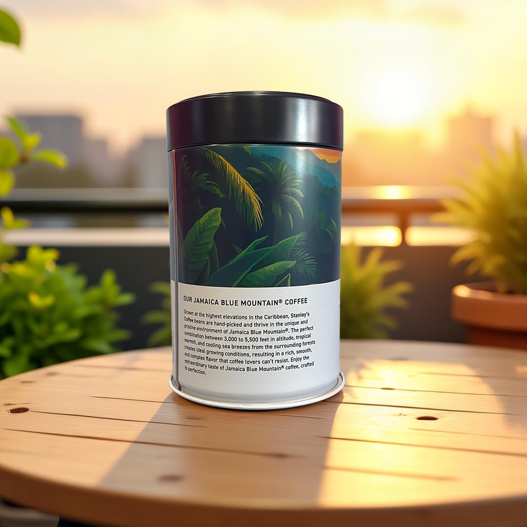 Stanley's Coffee - 100% Jamaica Blue Mountain Coffee, Authentic Whole Bean, Medium Roast, Certified Single Origin Gourmet Jamaican Coffee, Premium
