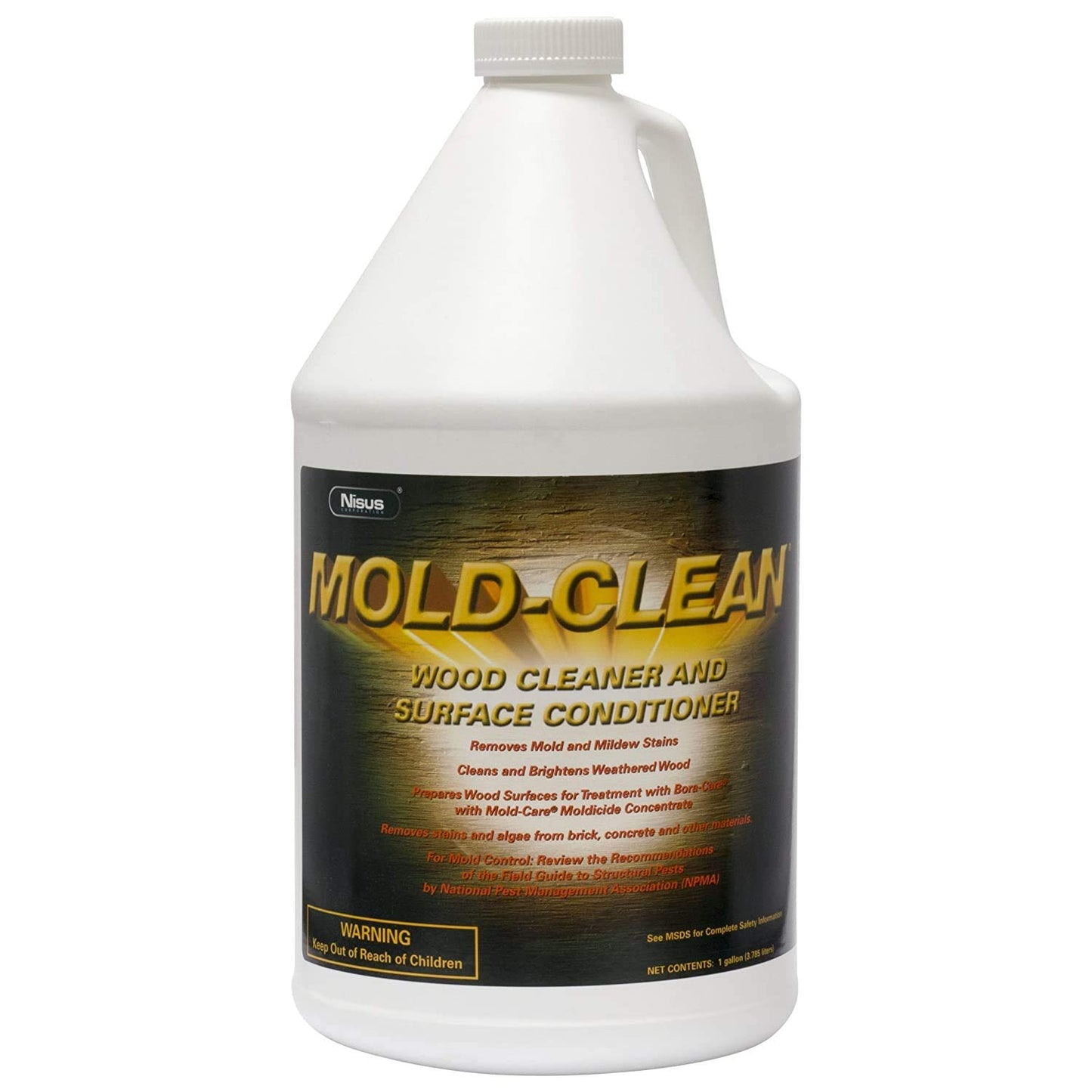 Nisus MOLD-CLEAN Wood Cleaner and Surface Conditioner, Ready-to-Use, Removes Stains on Wood, Concrete, Decks, Siding, Plastic Furniture, 1 Gallon