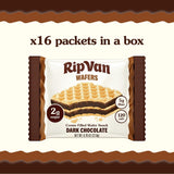 Rip Van Dark Chocolate Wafer Cookies - Healthy Snacks - Non GMO, Keto, Low Carb, Low Sugar (2g), Low Calorie and Vegan, 16 Count
