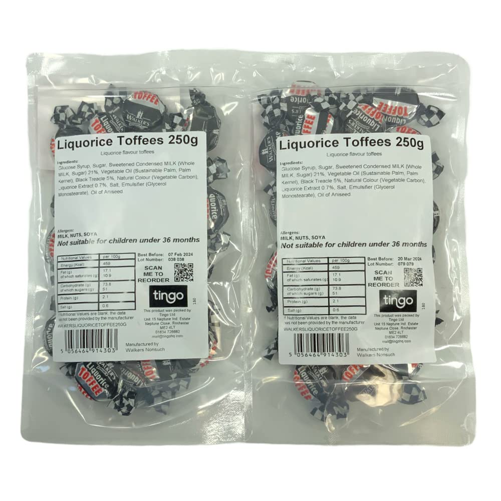 WALKERS NONSUCH TOFFEE Walker's Nonsuch Liquorice Toffees 500g