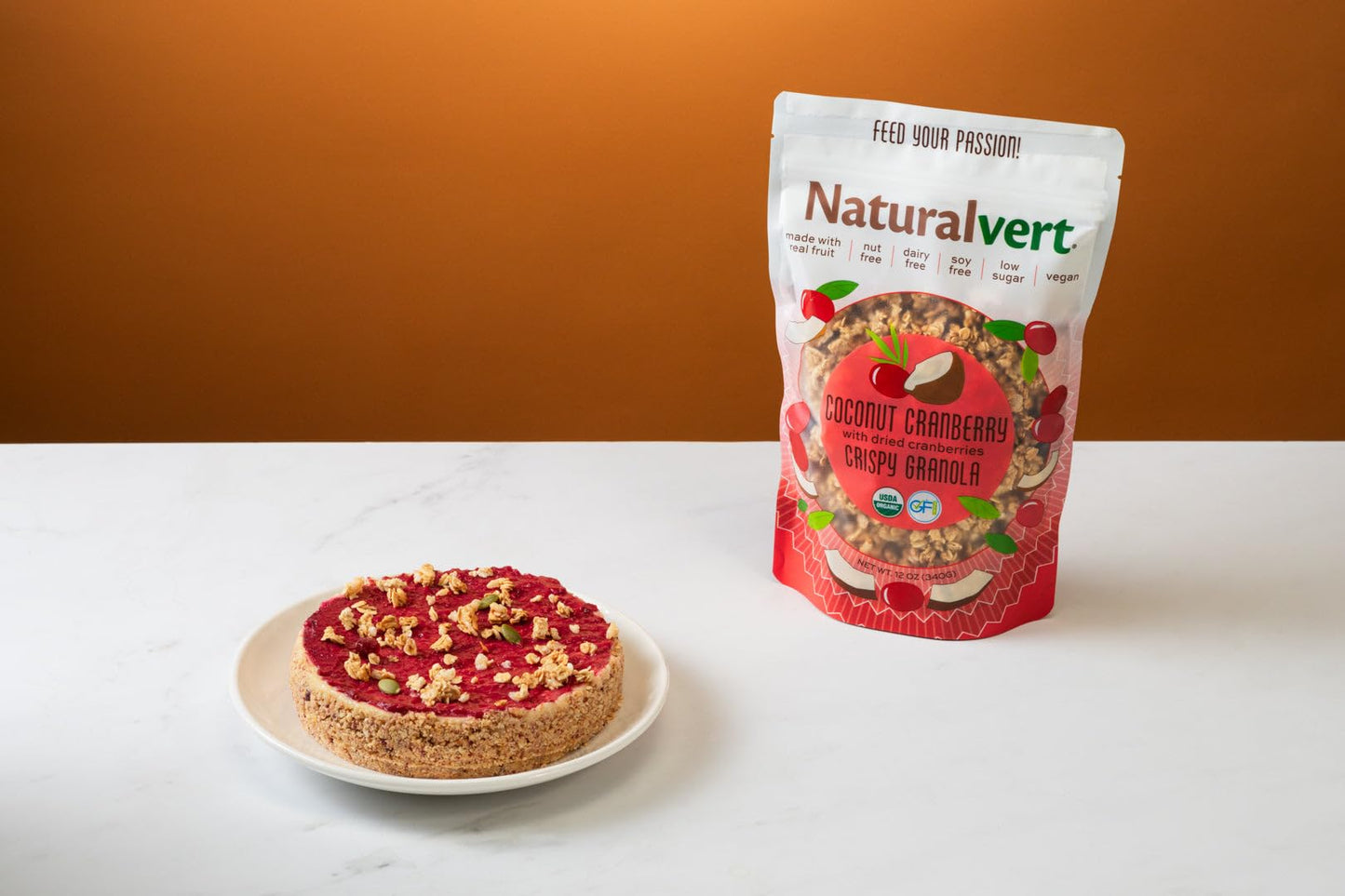 Naturalvert Coconut Cranberry Granola, 12 oz - Organic, Gluten-Free, Vegan, Allergen-Friendly