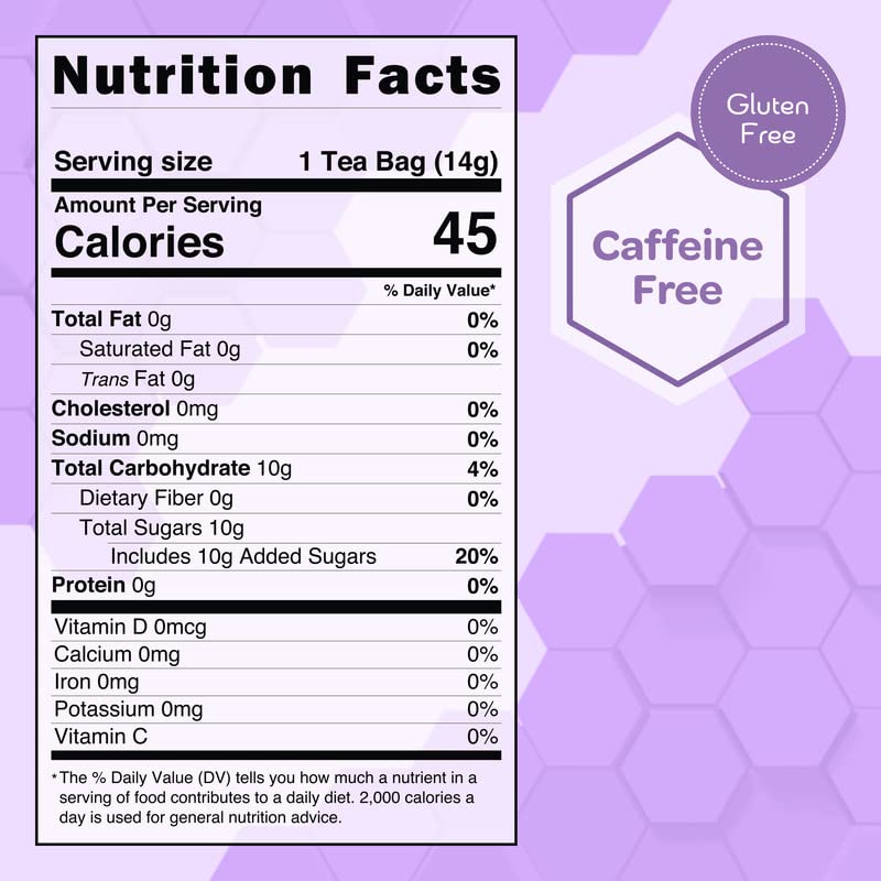 True Honey Lavender Lemonade Tea Bags - Tranquil Tea for Sleep, Stress Relief and Calm - All Natural Organic Lemon Myrtle Herbal Caffeine-Free Blended