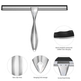 Shower Squeegee for Glass Door 12-Inch Stainless Steel Bathroom Squeegee Window Wiper, Includes Shower Door Hook, Adhesive Hook, and Spare Silicone