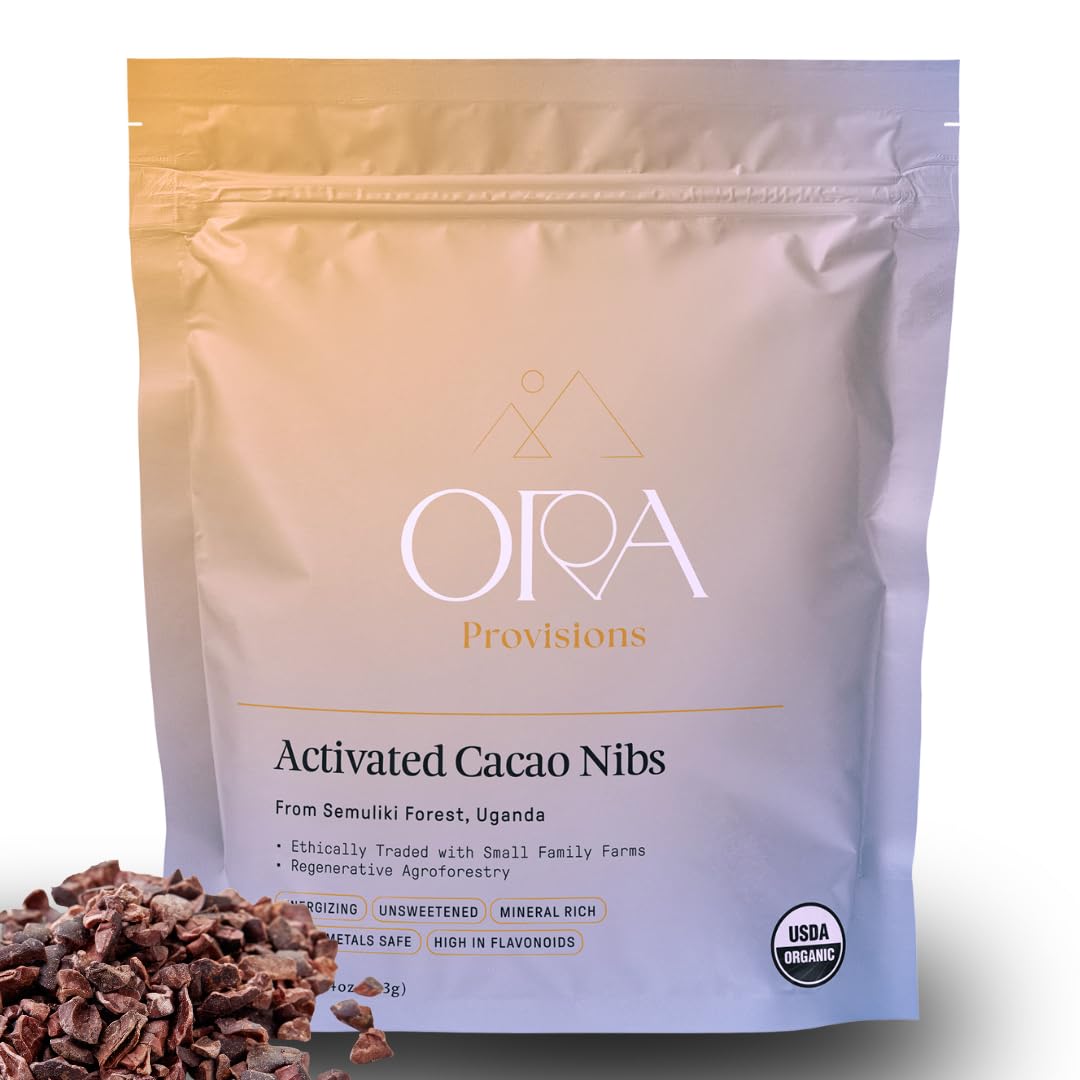 ORA Organic Cacao Nibs, 4oz - Unsweetened, Ethical, Regenerative, Heavy Metals Tested
