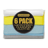 ROMERIZA INC. 6?Pack Microfiber Cleaning Cloths - Reusable, Lint?Free Multi?Color Towels for Kitchen, Car, Glass & Bathroom, Machine?Washable