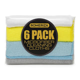 ROMERIZA INC. 6?Pack Microfiber Cleaning Cloths - Reusable, Lint?Free Multi?Color Towels for Kitchen, Car, Glass & Bathroom, Machine?Washable