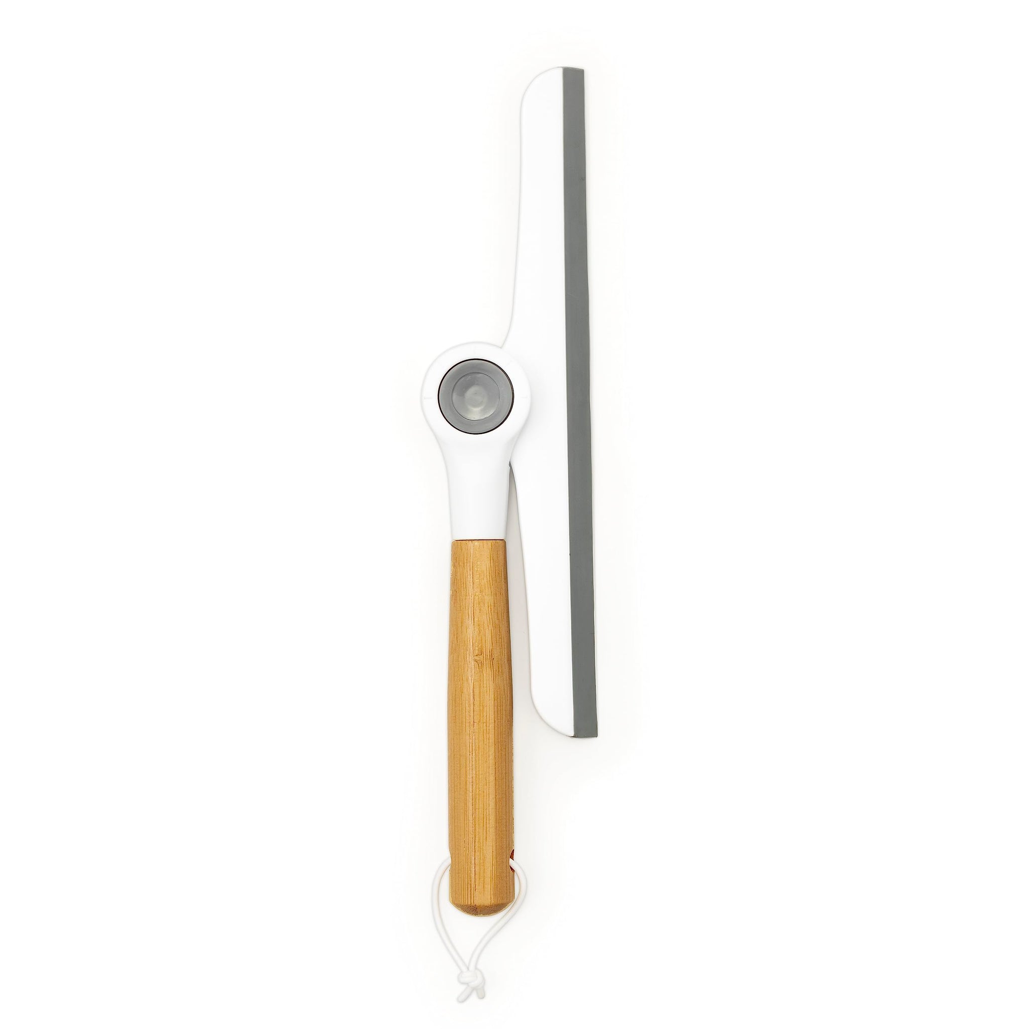 Zadro Multi-Use Folding Squeegee w/Bamboo Handle & Silicone Hang Loop (9.5-inch Wide, Bamboo/White/Gray)