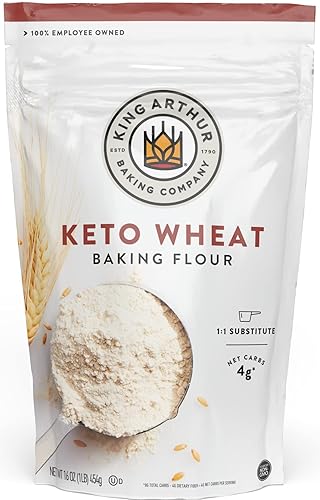 King Arthur Keto Wheat Baking Flour: 1:1 All-Purpose Flour Substitute, 1 lb (Pack of 1) - Low-Carb Baking Solution for Bread & More, Non-GMO