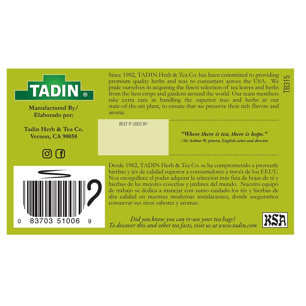 Tadin Riñosan Herbal Tea Blend. Aids Gastrointestinal and Urinary Health. Caffeine Free. 24 Bags. 1.01 oz. Pack of 3