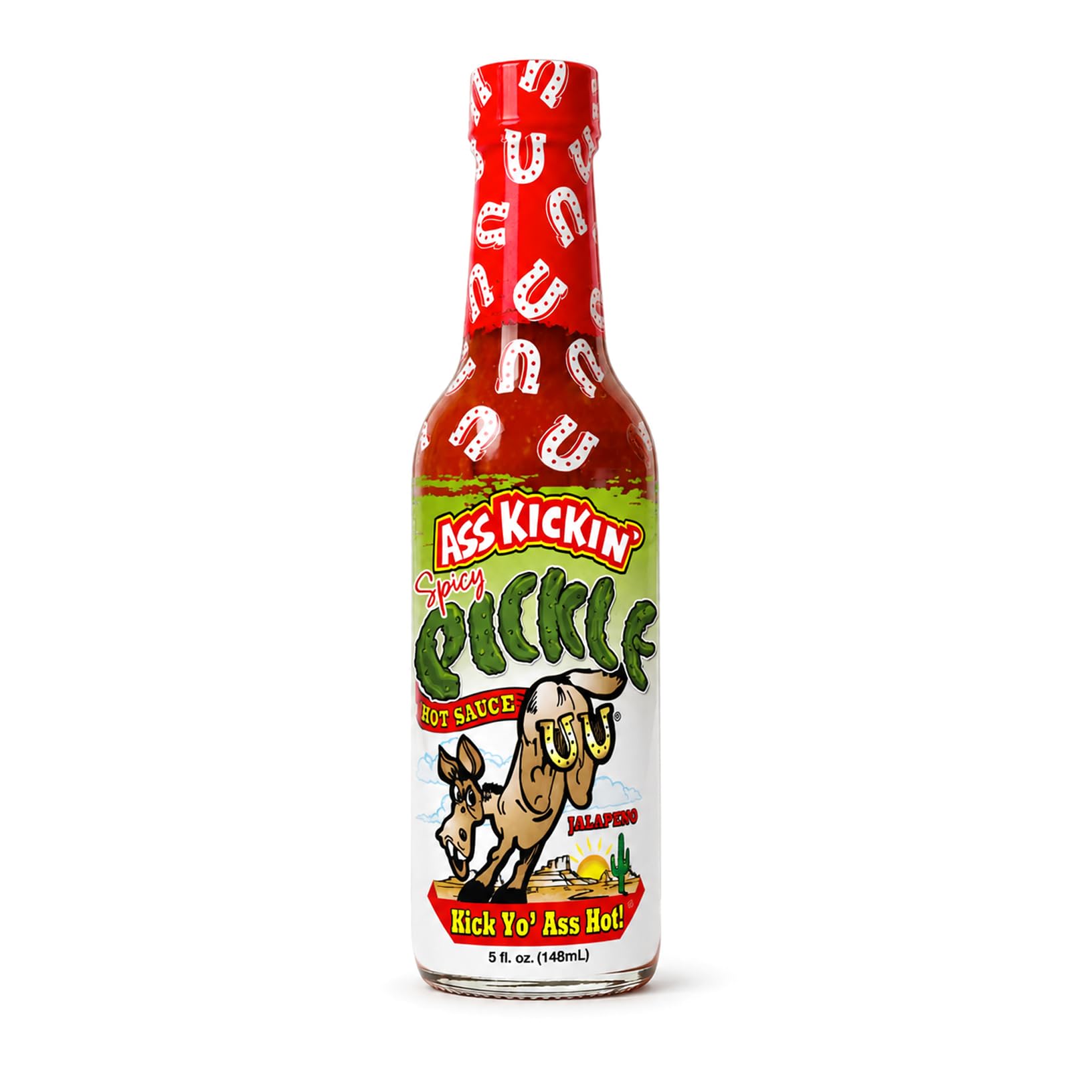 ASS KICKIN’ Spicy Pickle Hot Sauce (5 oz) - Zesty Jalapeño Pickle Blend - Medium Heat Gourmet Hot Sauce for Wings, Burgers & Sandwiches