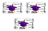 60 Graduation Cap Party Class of 2026 Miniatures Candy Bar Wrapper, (Set of 60) Mini Candy Chocolate Bar Stickers, Congrats Grad Labels, Candy Not