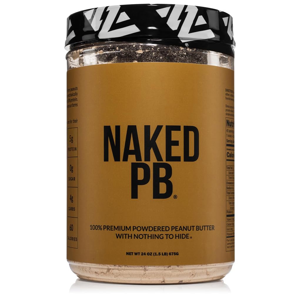 Naked 1.5 LB Powdered Peanut Butter from US Farms - Bulk, Only 1 Ingredient - Roasted Peanuts, Vegan, No Additives, Preservative Free, No Salt, No