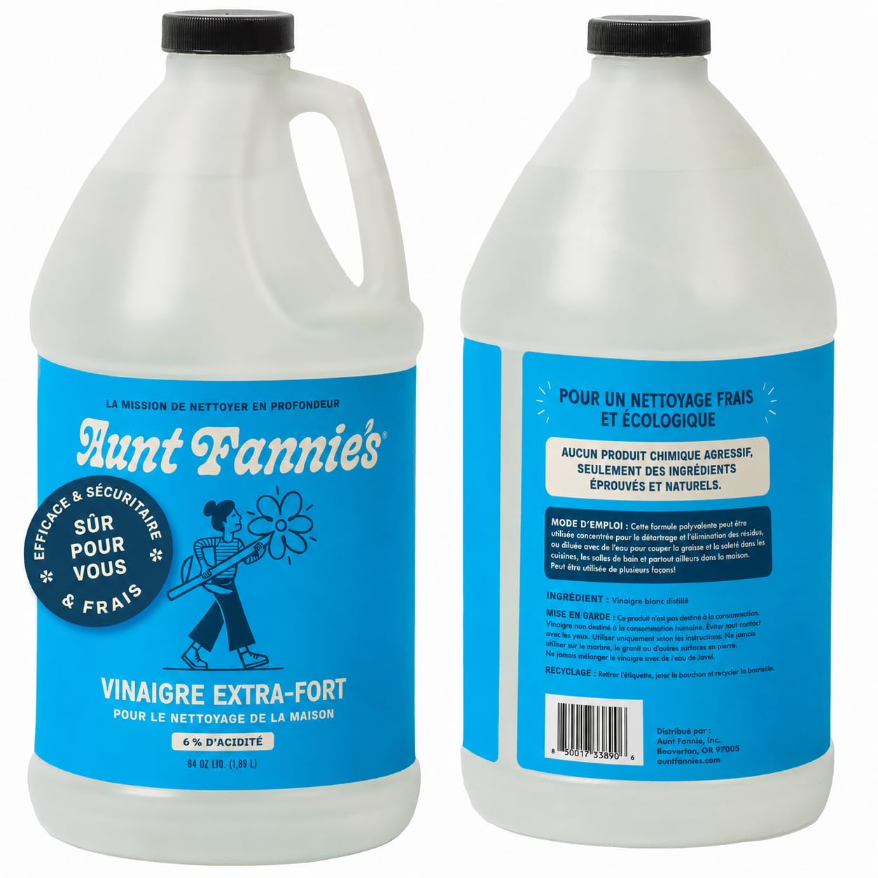 Aunt Fannie's Extra Strength Cleaning Vinegar, 64 Ounce, Multipurpose Household Cleaner, No Added Scents, Dyes, or Other Additives