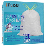 13 Gallon Drawstring Trash Bags 120 Count Leakproof, Strong Durable, Pre-separated Garbage Bags | Easy Handling, Heavy-Duty, Waste Bag for House