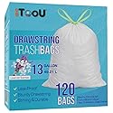 13 Gallon Drawstring Trash Bags 120 Count Leakproof, Strong Durable, Pre-separated Garbage Bags | Easy Handling, Heavy-Duty, Waste Bag for House