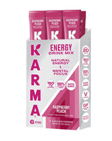 Karma Energy Hydration Packets - 6 Pack, Raspberry Peach Drink Mix with Cognizin® Nootropics, Vitamins & Immune Support, Low Calorie