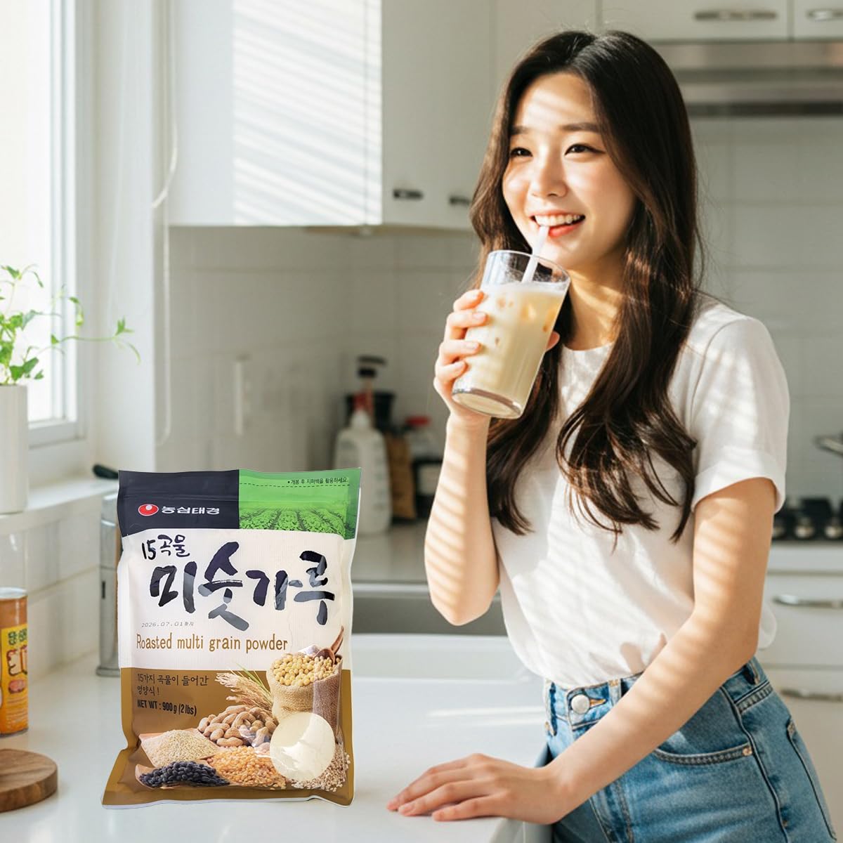 Korean 15 Mixed Grain Powder Roasted Grains Misugaru Good for Breakfast Drink 2 Pound