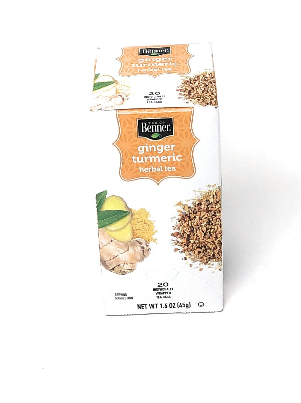 Ginger and Turmeric Herbal Tea Bags, 3 Pack, Total 60 Individually wrapped