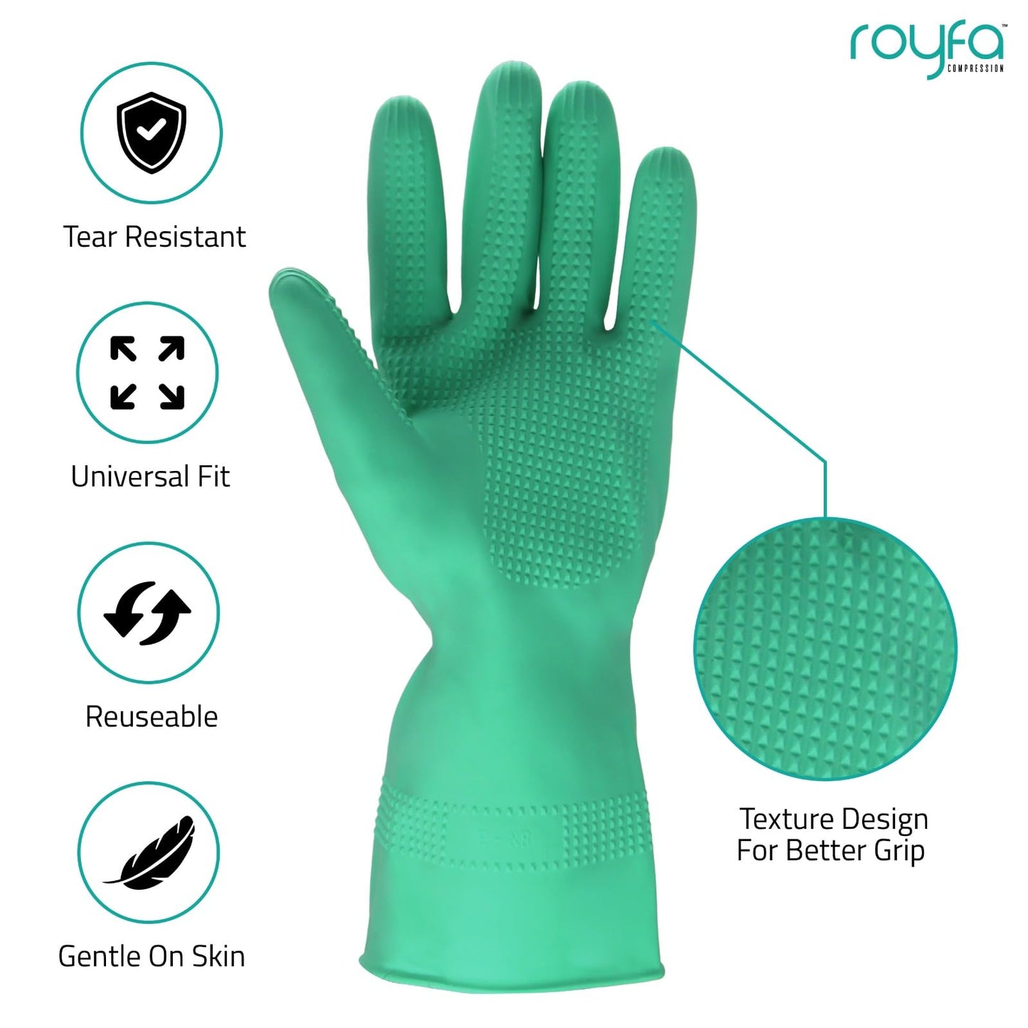 Donning Gloves for Compression Stockings - Gloves Universal Fit with Raised Ridge Surface Palms Design for Better Grip (Large. 1 Pack)