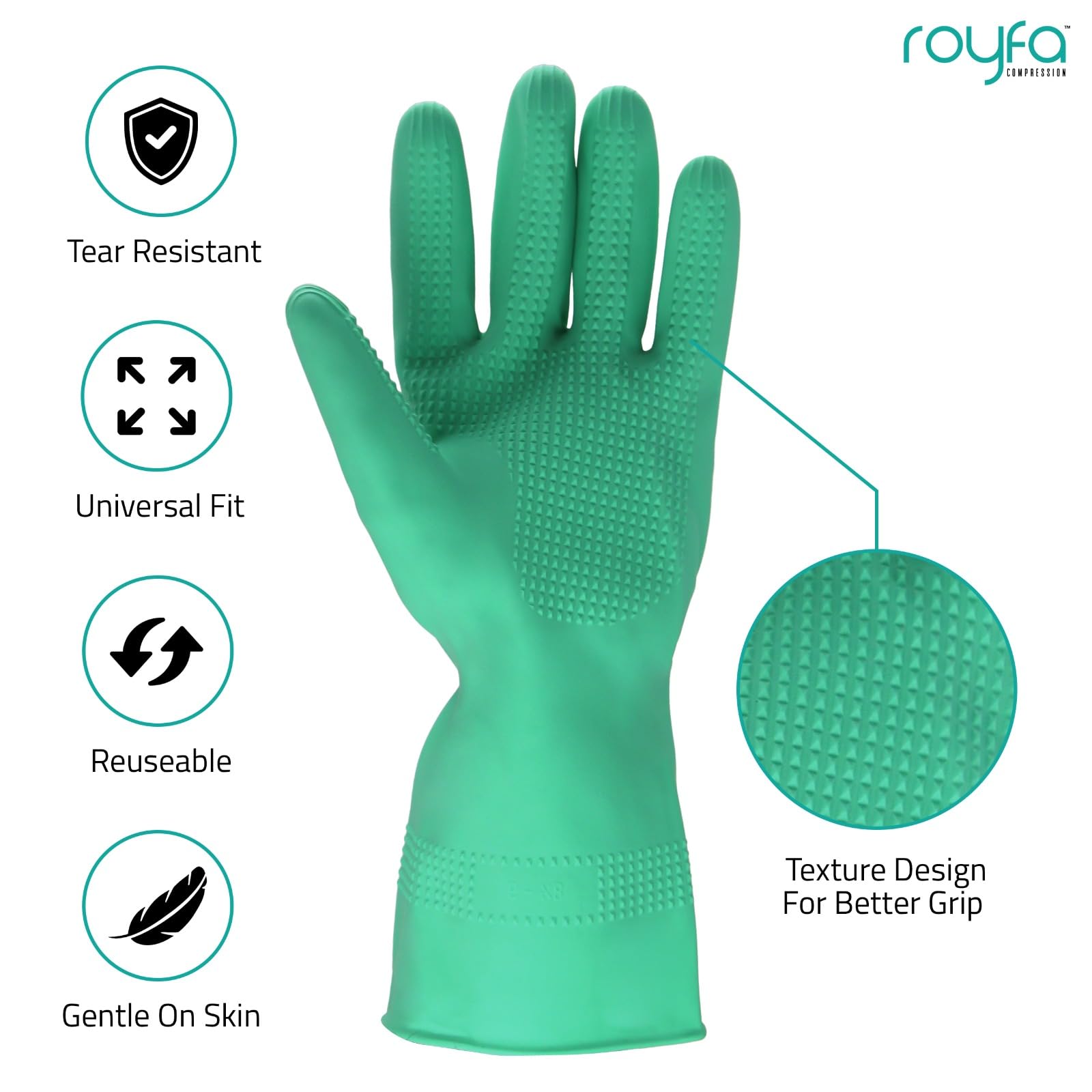Donning Gloves for Compression Stockings - Gloves Universal Fit with Raised Ridge Surface Palms Design for Better Grip (Large. 1 Pack)
