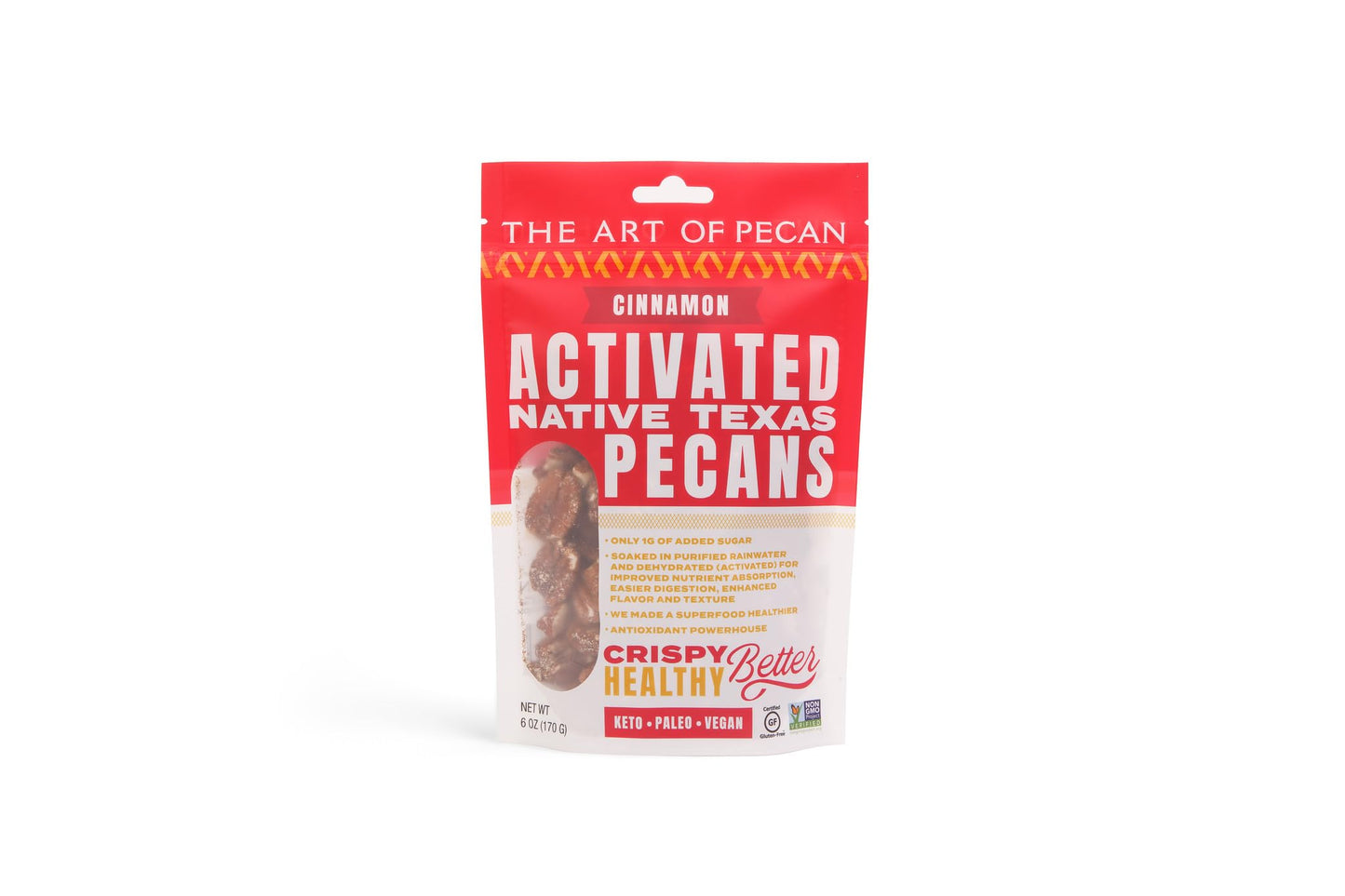 AOP Cinnamon Activated Pecans - Naturally Crunchy, Soaked & Dehydrated for Better Digestion | Low Sugar Premium Snack. Non-GMO, Paleo, Vegan, Heart