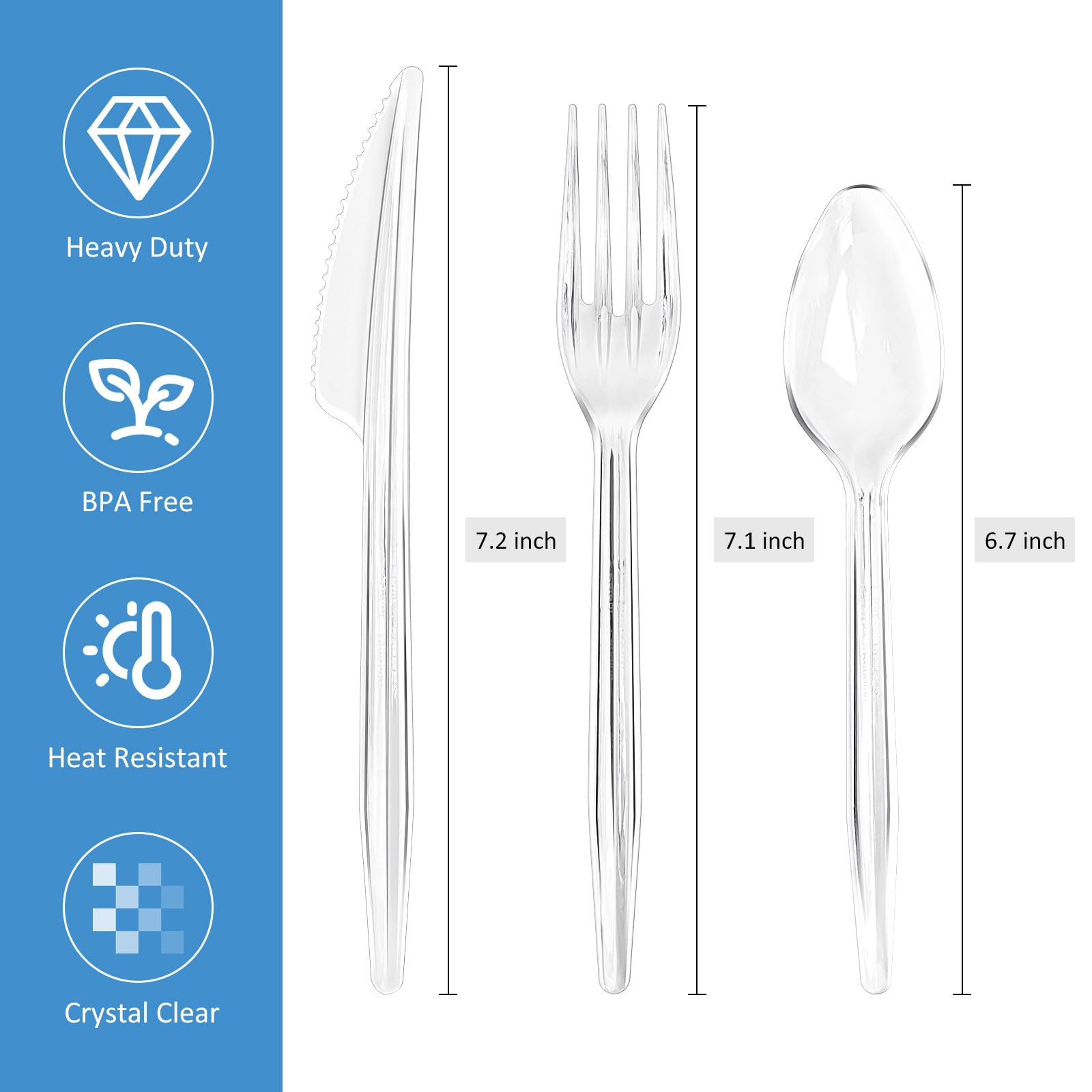 EcoDispose 350 Count Heavy Duty Disposable Silverware, BPA-Free Plastic Cutlery Set - 200 Forks, 100 Spoons, 50 Knives for Parties, Weddings, Catering
