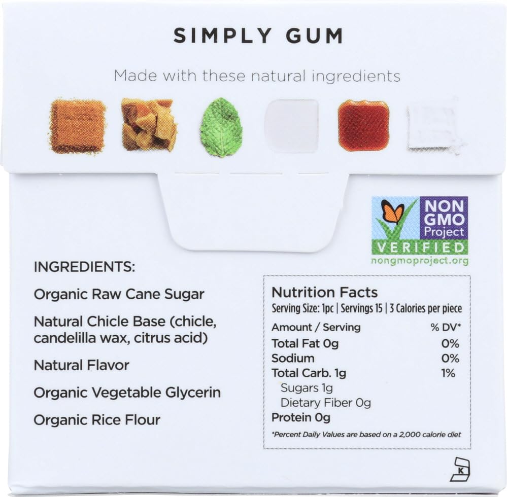 Simply Gum All Natural Gum - Mint - Cas? ?f 12-15 C?unt - Bulk Buy