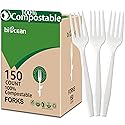 BIOCEAN 100% Compostable No Plastic Knives Forks Spoons Utensils, The Heavyweight Heavy Duty Flatware is Eco Friendly Products for Lounge Party