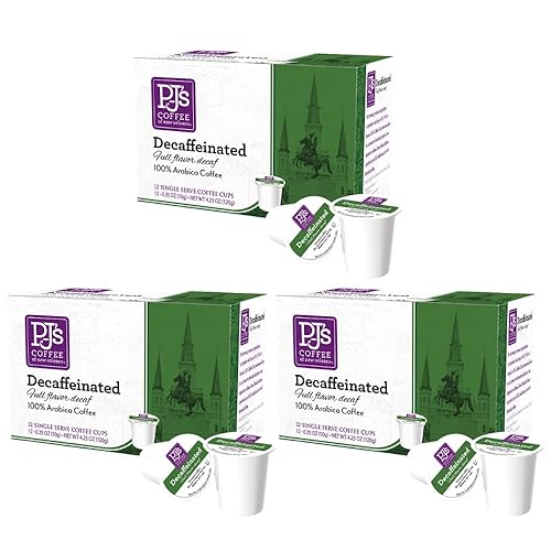 PJ's Coffee - Decaffeinated Single Serve Cups, 12 Count (Pack of 3)