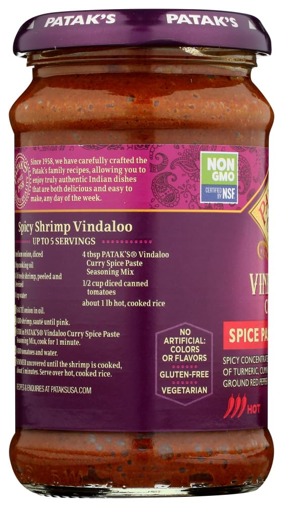 Patak's Original Vindaloo Curry Paste (Cumin & Chile) Hot - 10 oz by Patak's