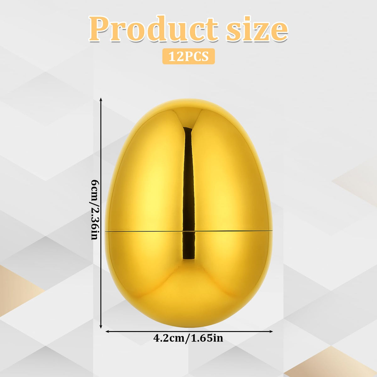 12 Pack Golden Plastic Easter Eggs, 2.3 Inch Fillable Eggs for Easter Egg Hunt, Metallic Plastic Empty Egg Shiny Metallic Party Favors & Basket