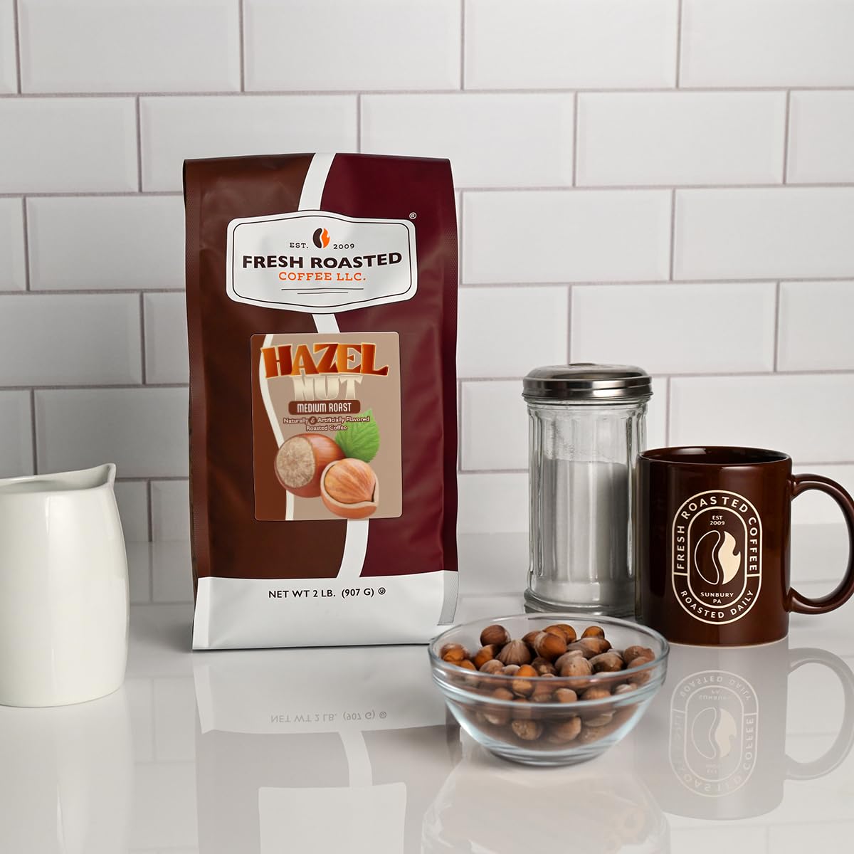Fresh Roasted Coffee, Hazelnut Flavored Coffee, 2 lb (32 oz), Medium Roast, Kosher, Ground