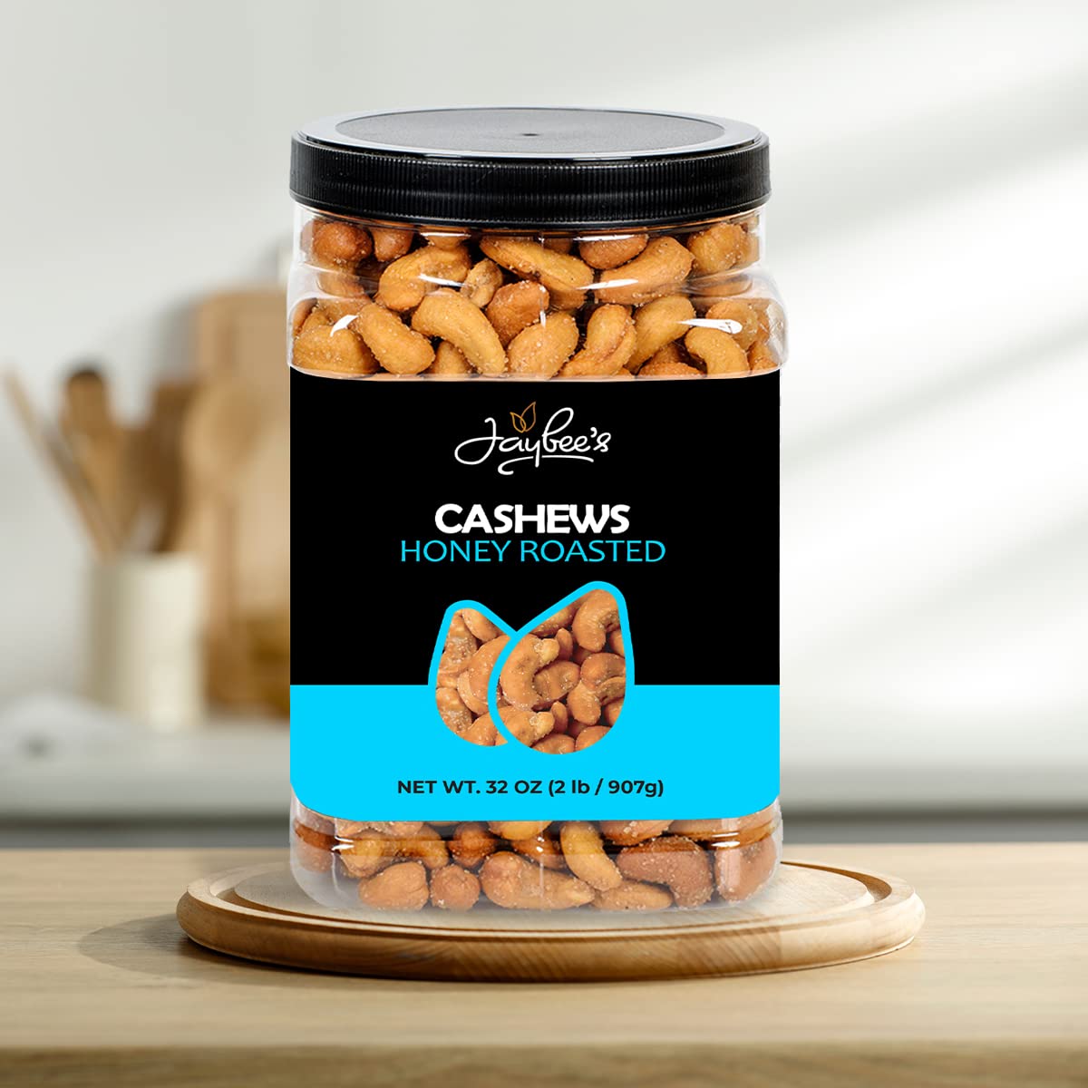 Honey Roasted Cashews - 32 oz Reusable Container | Gourmet Nuts Coated with Sweet & Natural Honey | Roasted to Perfection | Healthy Everyday Snack |