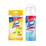 Lysol To Go Bundle - 1.5 Ounce Crisp Linen Disinfectant Spray and Lemon Lime Disinfecting Wipes Flat Pack
