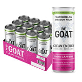 BeGOAT Clean Energy | Watermelon Dragonfruit | 6 Ingredients, Plant-Based, Non-GMO, Vegan | 200mg Natural Caffeine | 12 fl oz Cans (Pack of 12)