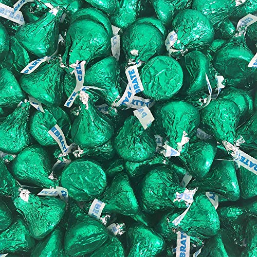 Hershey's Kisses Dark Green Foils Milk Chocolate Candy, Individually Wrapped, For St. Patrick's Day Celebrations, Bulk Pack Of 6 Pounds