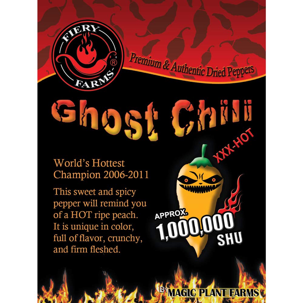 Natural Bhut Jolokia Orange Flakes | Dried and Crushed Orange Ghost Pepper Flakes by Fiery Farms (1lb)