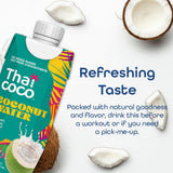 Thai Coco Organic Coconut Water, 100% Pure & Unsweetened, No Sugar Added, USDA Organic, Natural Electrolytes Hydration Drink, 11.2 fl oz Tetra Carton