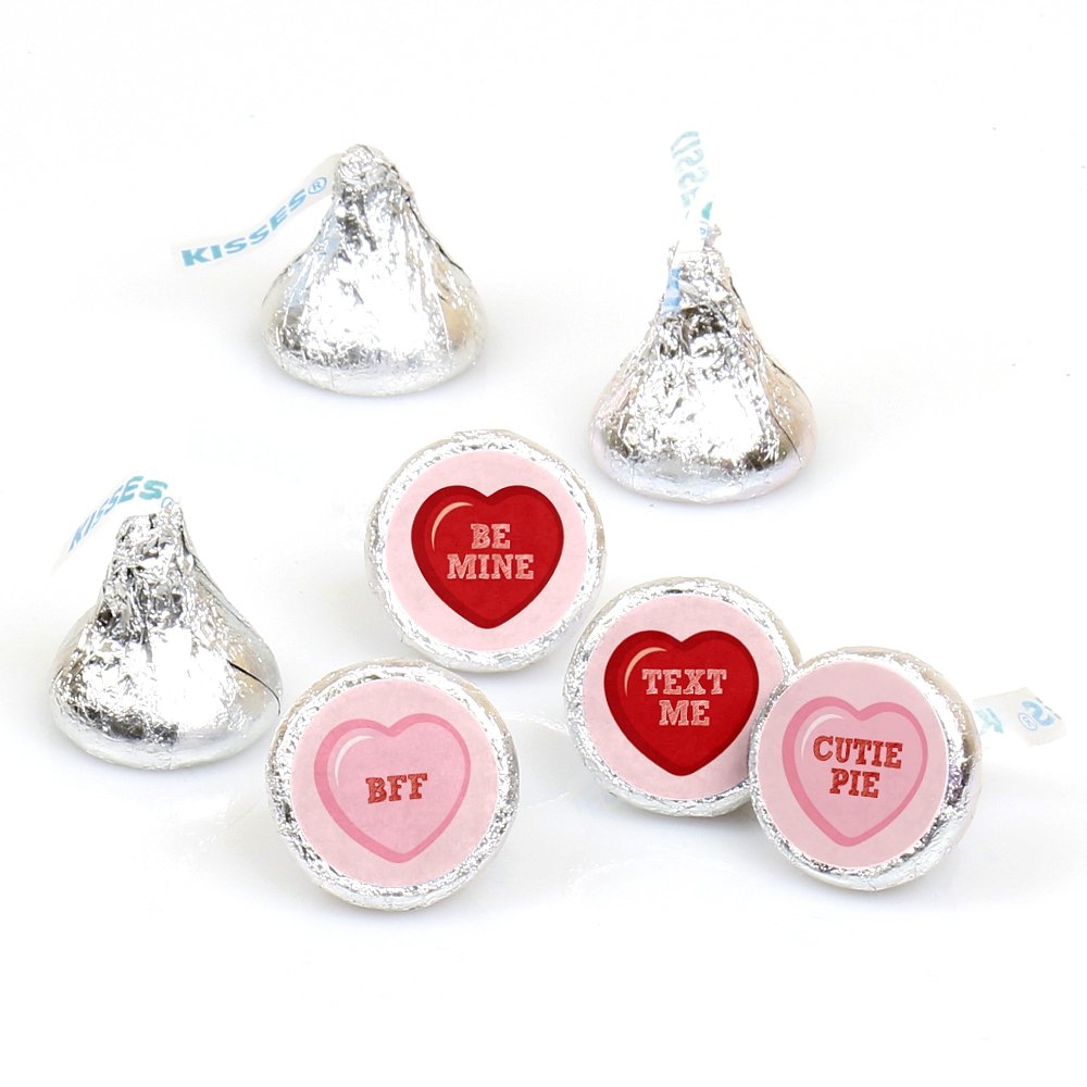 Conversation Hearts - Valentine's Day Favors - Round Candy Stickers - 108pc
