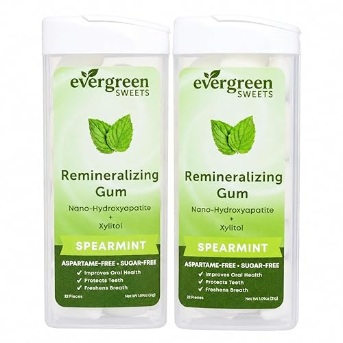 Evergreen Sweets Remineralizing Gum with Nano-Hydroxyapatite & Xylitol - Sugar-Free, Aspartame-Free Chewing Gum for Enamel Support & Fresh Breath