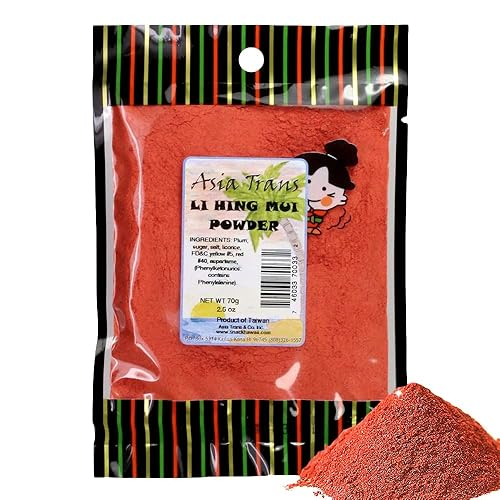 Asia Trans Li Hing Mui Crack Seed Plum Powder | Hawaiian Favorite | Sweet, Sour, & Salty Dried Asian Umeboshi Topping for Desserts and Snacks (2.5 oz)