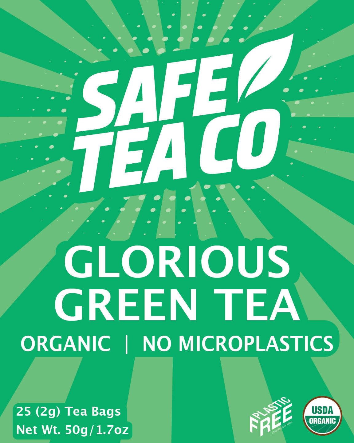 Glorious Green Tea, Organic and No Microplastics Tea Bags, 25 Count