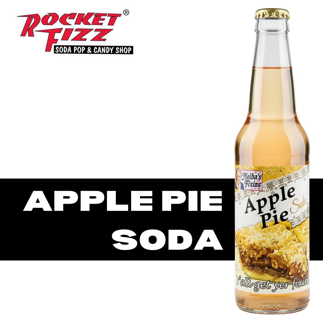 Rocket Fizz Melba's Fixins Apple Pie Soda Flavor | Cane Sugar | Craft Soda Pop Drinks | 12 oz in Glass Bottle (Single Bottle)