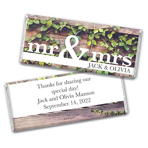 Rustic Wedding Favors for Guests Personalized Chocolate Bars (24 Pack) - Bridal Shower Favors for Guests, Rustic Wedding Candy